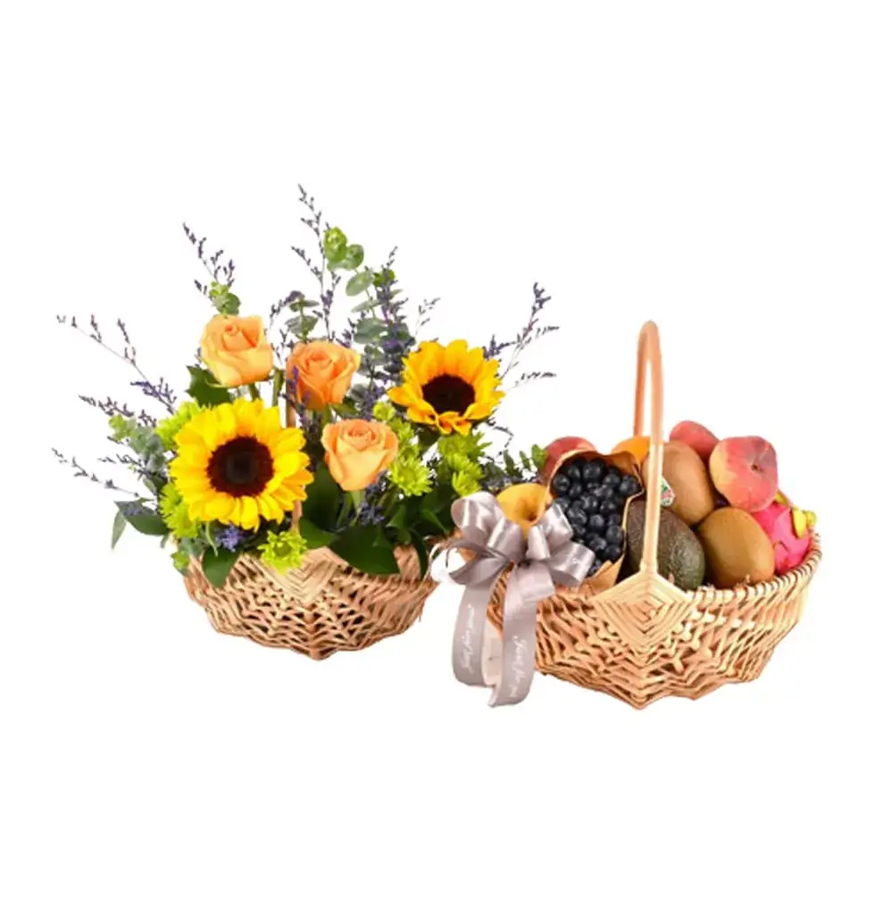 Flowers and Fruits Twin Basket