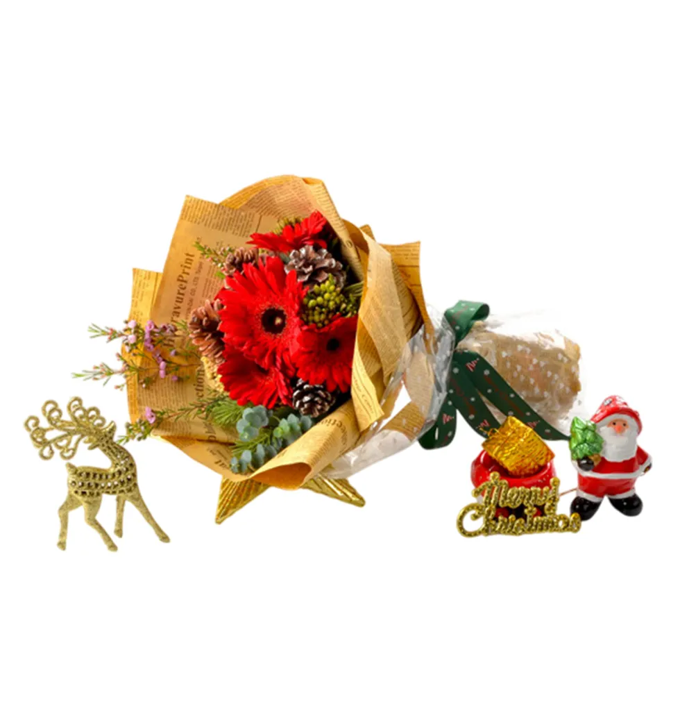 Vibrant Christmas Red Gerbera Bouquet