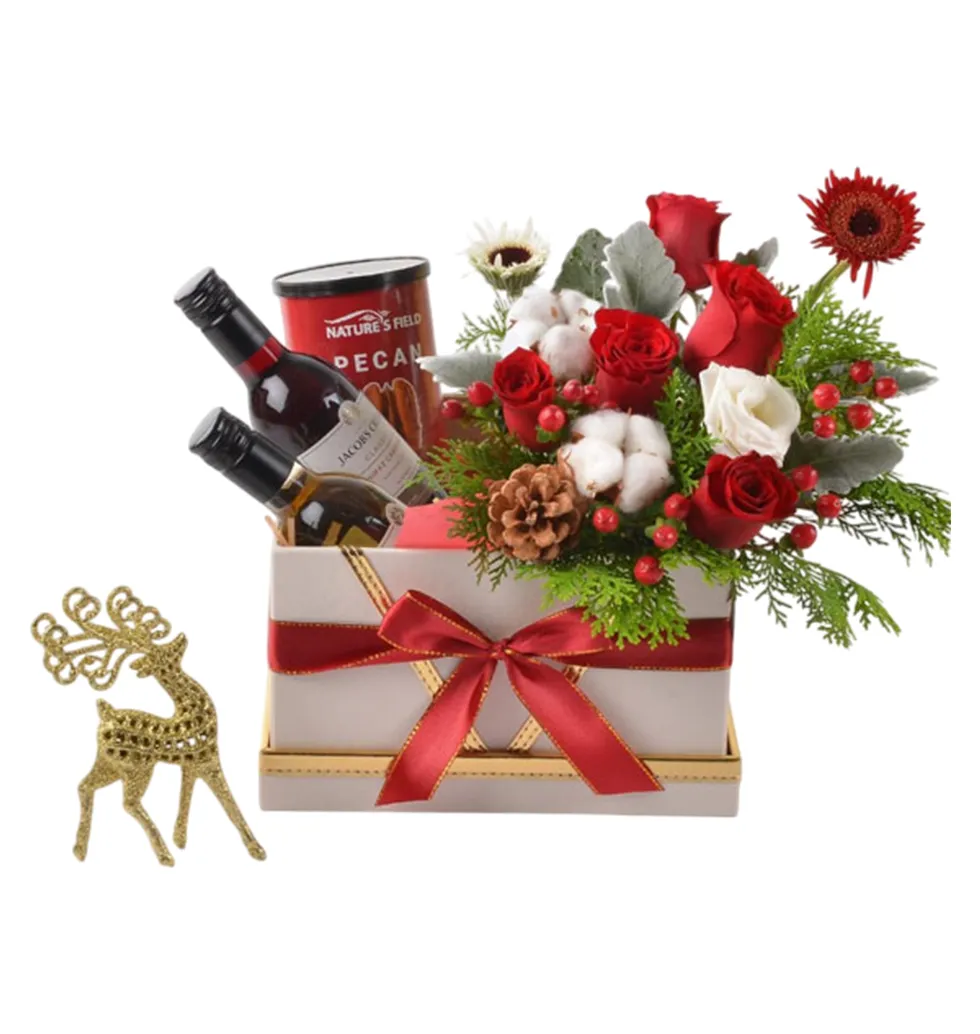 Luxurious Christmas Nuts & Wine Set