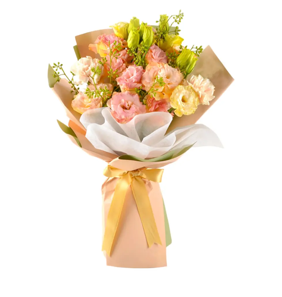 Champagne Eustoma & Roses Bouquet