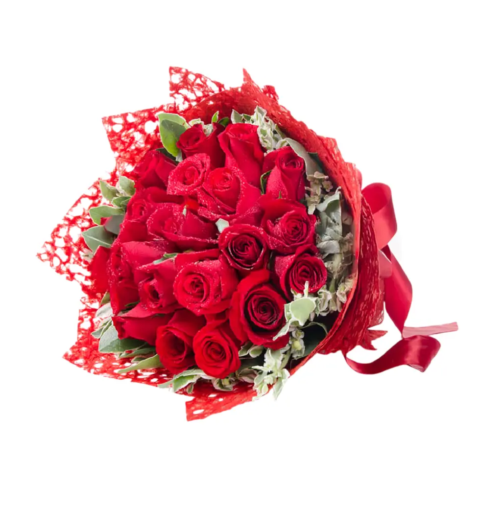 Romantic Dozen Red Roses Bouquet