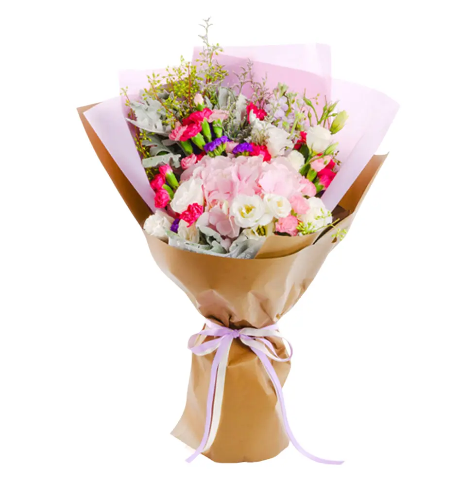 Charming Bouquet of Hydrangea and Eustomas