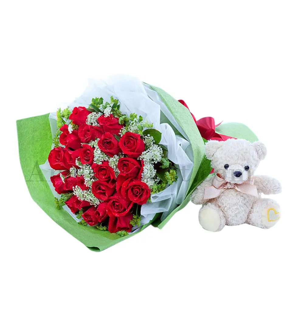 Love in Bloom with Adorable Bear