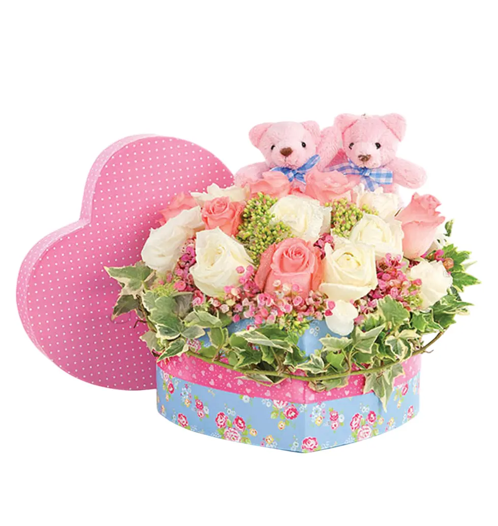 Adorable Bears with Colorful Roses