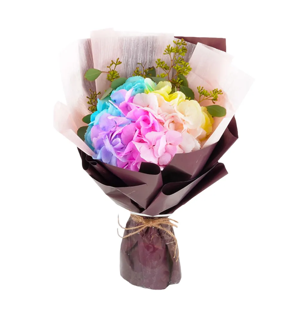 Rainbow Hydrangea Hand Bouquet
