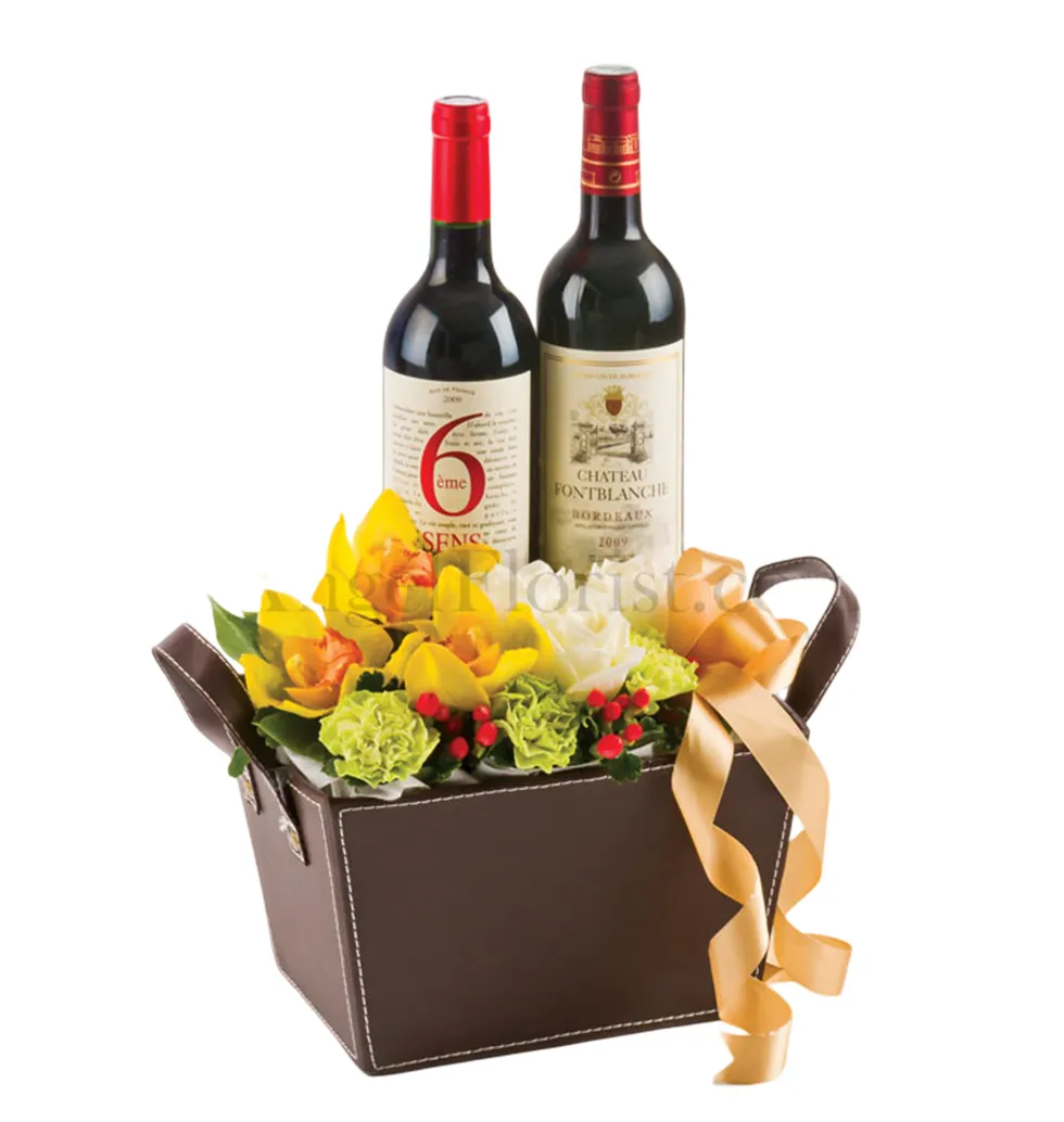Elegant Floral Wine Basket