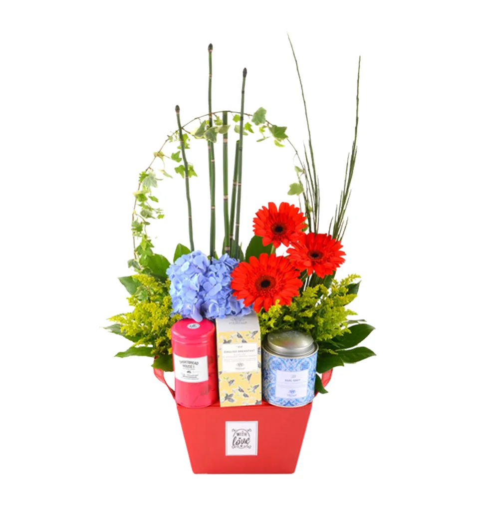 Elegant Tea and Floral Gift